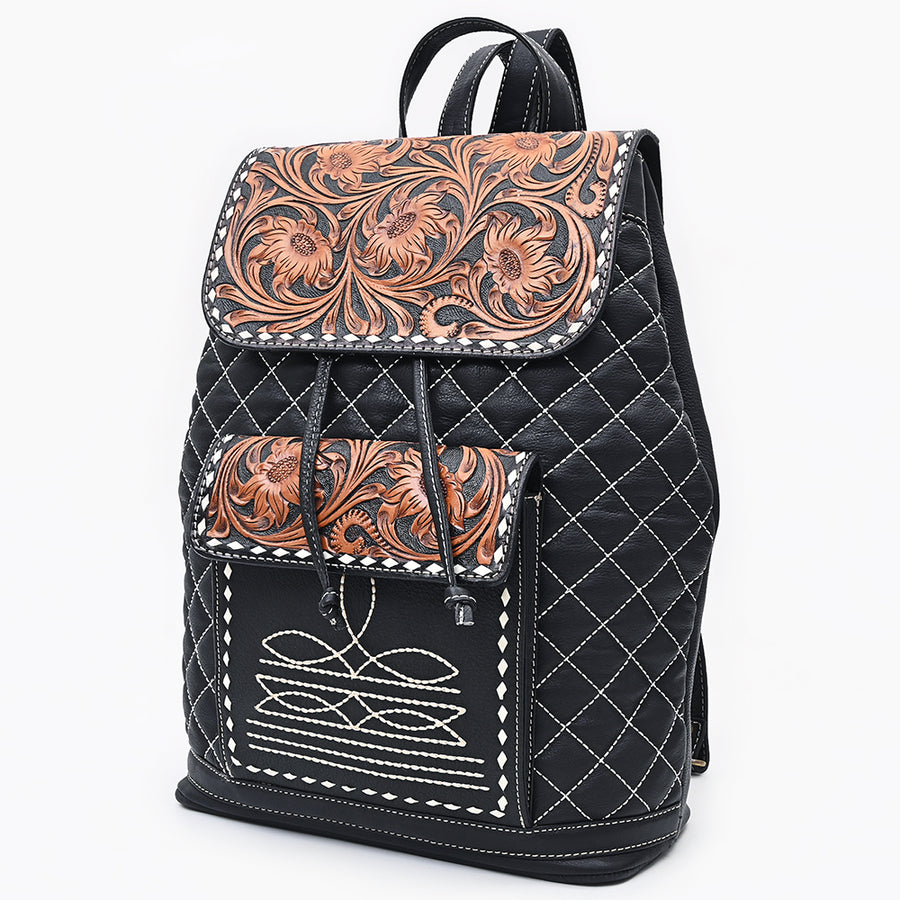 American Darling Hand Tooled Quilted Genuine Leather Backpack - Uhorse