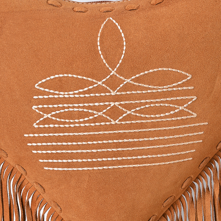 American Darling Women's Fringe Boot Stitched Genuine Leather Small Cross body Bag Eco-Friendly Full Grain Western Purse