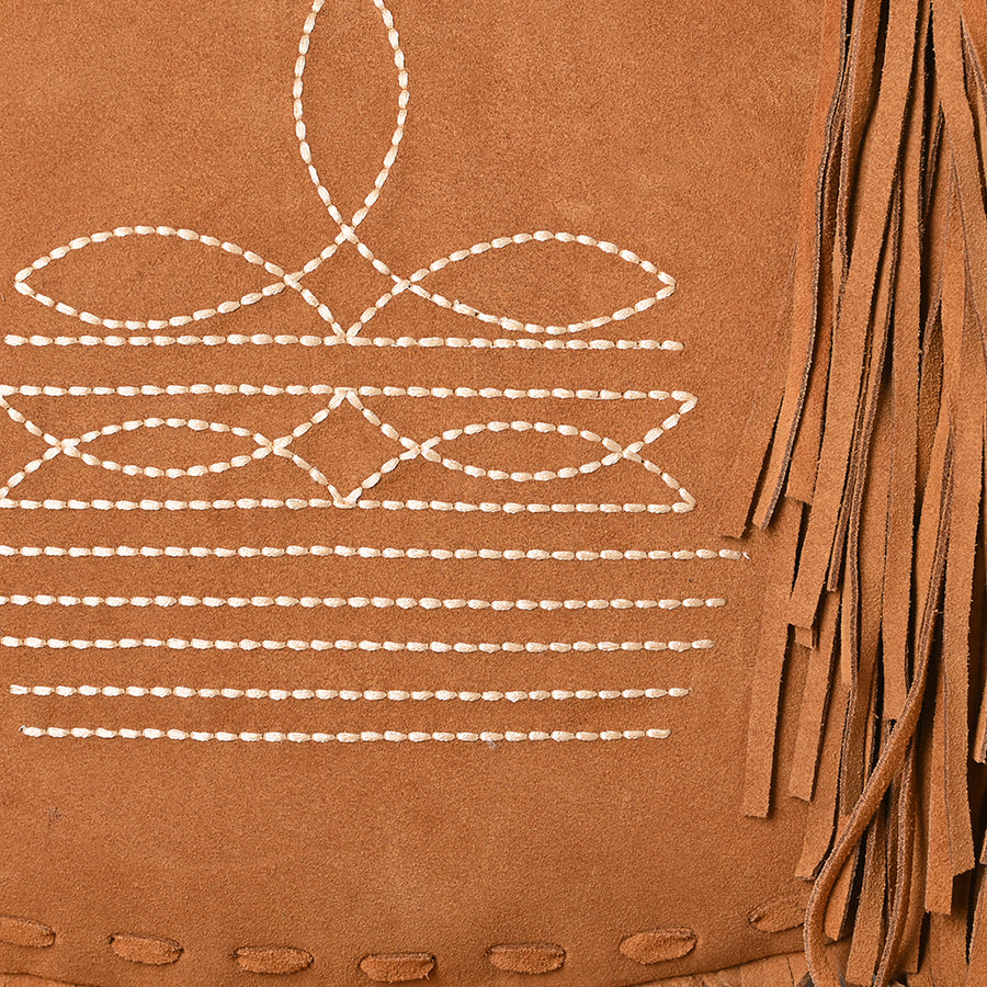 American Darling Women's Fringe Boot Stitched Genuine Leather Large Cross body Bag Eco-Friendly Full Grain Western Purse