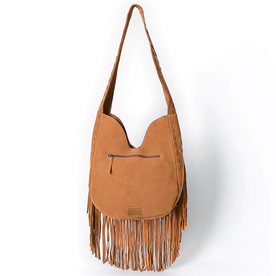 American Darling Women's Fringe Boot Stitched Genuine Leather Large Cross body Bag Eco-Friendly Full Grain Western Purse