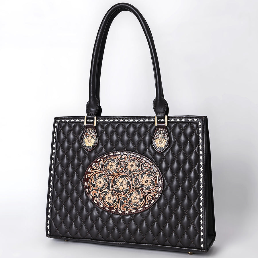 American Darling Hand Tooled Floral Carved Genuine Leather Tote Bag - Uhorse