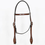 Hilason Western Horse American Genuine Leather Headstall Brown Stainless Steel Hardware