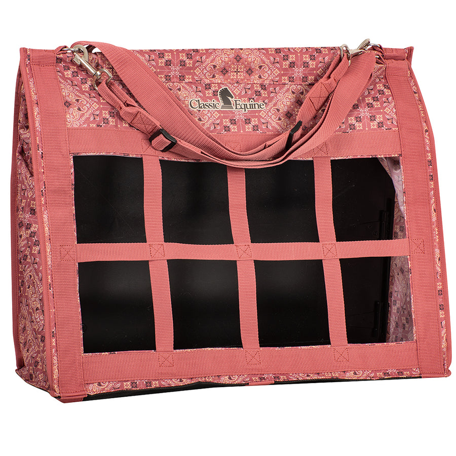 Pink nylon horse blanket storage bag with window compartments - Uhorse