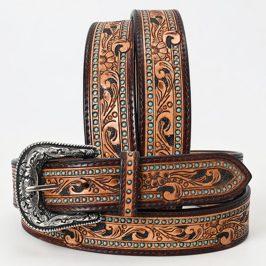 Beautifully Hand Tooled Genuine American Leather Belt Men and Women - Uhorse