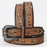 American Darling ADBLF110-L Beautifully Hand Tooled Genuine American Leather Belt Men and  Women