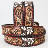 American Darling ADBLF154-L Beautifully Hand Tooled Genuine American Leather Belt Men and  Women