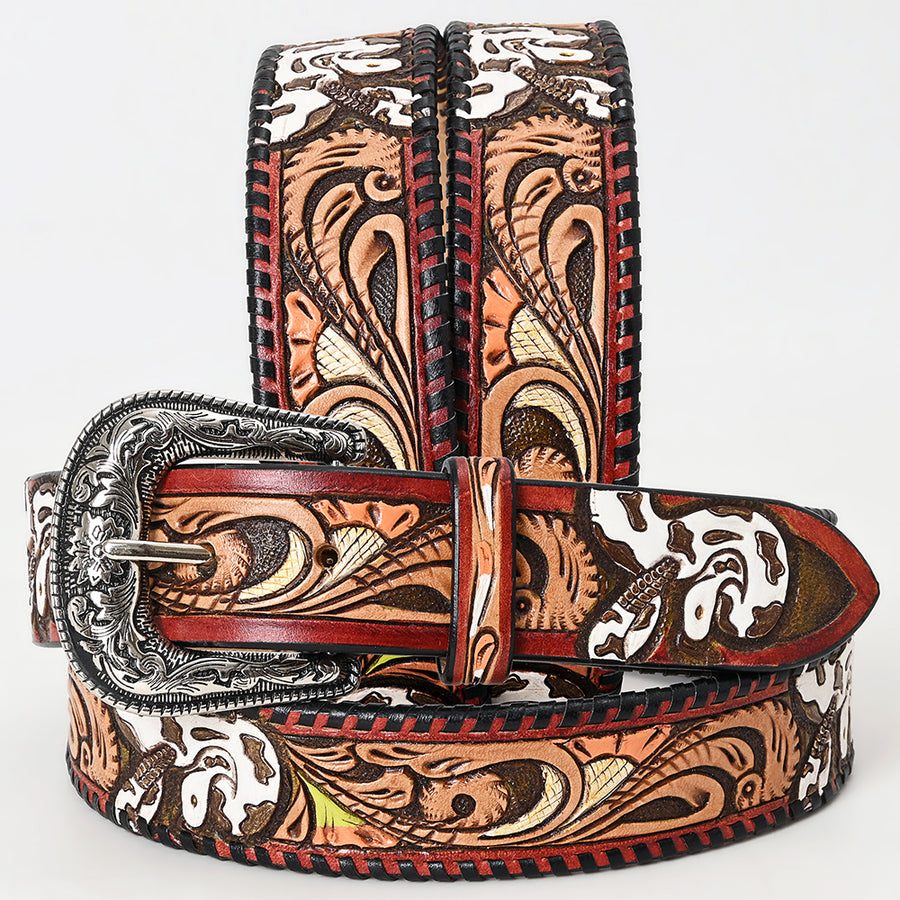 Beautifully Hand Tooled Hand Painted Genuine American Leather Belt Men and Women - Uhorse