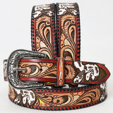 American Darling Beautifully Hand Tooled Brown Genuine American Leather Belt Men and Women Western Belt with Removable Buckle