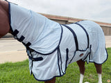 66 In - 84 In Hilason Horse Fly Sheet With Neck  Uv Protect Mesh Bug Mosquito Summer White