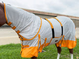 HILASON 66"-84" Horse Fly Sheet with Neck UV Protect Mesh Bug Mosquito Summer White/Orange | Horse Fly Sheet | Horse Western Fly Sheet | Fly Sheets for Horses | Mosquitoes Protection for Horses