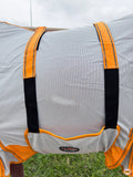 HILASON 66"-84" Horse Fly Sheet with Neck UV Protect Mesh Bug Mosquito Summer White/Orange | Horse Fly Sheet | Horse Western Fly Sheet | Fly Sheets for Horses | Mosquitoes Protection for Horses