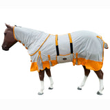 69 In Hilason Horse Fly Sheet With Neck Uv Protect Mesh Bug Mosquito Summer White/Orange - Uhorse