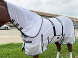HILASON 66"-84" Horse Fly Sheet with Neck UV Protect Mesh Bug Mosquito Summer White/Gray | Horse Fly Sheet | Horse Western Fly Sheet | Fly Sheets for Horses | Mosquitoes Protection for Horses