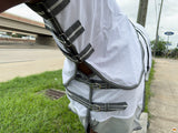 66 In - 84 In Hilason Horse Fly Sheet With Neck  Uv Protect Mesh Bug Mosquito Summer White/Gray