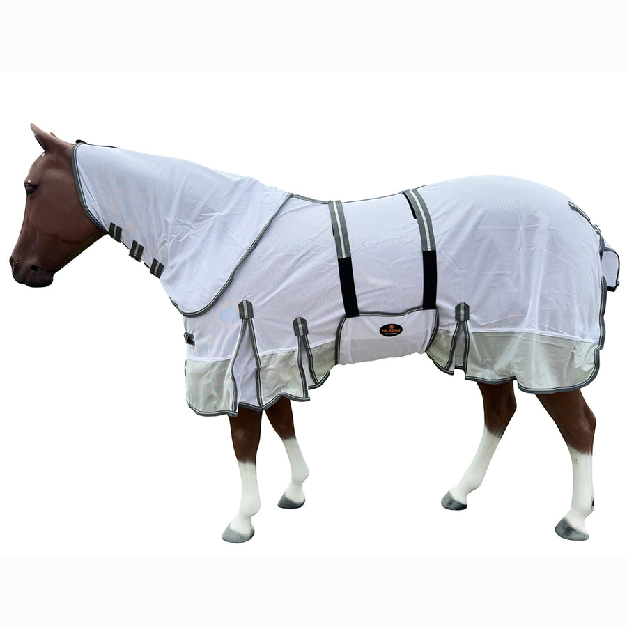 69 In Hilason Horse Fly Sheet With Neck Uv Protect Mesh Bug Mosquito Summer White/Gray - Uhorse