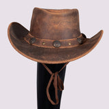 Hilason Premium Cowhide Leather Cowboy Hat Brown