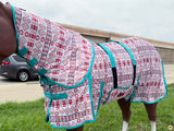HILASON 66"-84" Horse Fly Sheet with Neck UV Protect Mesh Bug Mosquito Summer White Aztec | Horse Fly Sheet | Horse Western Fly Sheet | Fly Sheets for Horses | Mosquitoes Protection for Horses