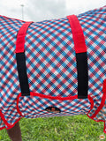 HILASON 66"-84" Horse Fly Sheet with Neck UV Protect Mesh Bug Mosquito Summer Blue/Red Plaid | Horse Fly Sheet | Horse Western Fly Sheet | Fly Sheets for Horses | Mosquitoes Protection for Horses