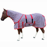 HILASON 66"-84" Horse Fly Sheet with Neck UV Protect Mesh Bug Mosquito Summer Blue/Red Plaid | Horse Fly Sheet | Horse Western Fly Sheet | Fly Sheets for Horses | Mosquitoes Protection for Horses