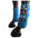 Lrg Hilason Horse Medicine Sports Boots Rear Hind Leg Protective Shock Absorbing Blue