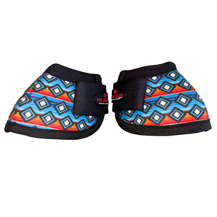 large Hilason Horse No Turn Training Protective Shock Absorbing Bell Boots Black / Blue - Uhorse