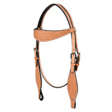 HILASON Western Horse Headstall Breast Collar Set Genuine American Leather Basket Weave Tan | For Horses