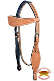 HILASON Western Horse Headstall Breast Collar Set Tack Genuine American Leather Basket Weave Tan