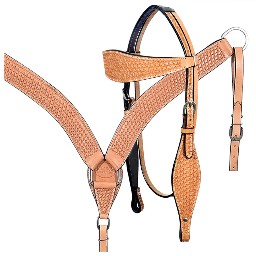 HILASON Western Horse Headstall Breast Collar Set Tack Genuine American Leather | For Horses Headstalls