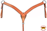 HILASON Western Horse Headstall Breast Collar Set Tack Genuine American Leather Barb Wire Tan