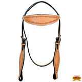 HILASON Western Horse Headstall Breast Collar Set Genuine American Leather Barb Wire Tan | For Horses