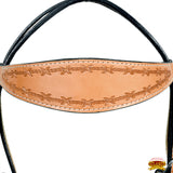 HILASON Western Horse Headstall Breast Collar Set Genuine American Leather Barb Wire Tan | For Horses