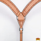HILASON Western Horse Headstall Breast Collar Set Genuine American Leather Barb Wire Tan | For Horses