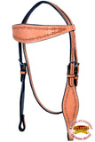 HILASON Western Horse Headstall Breast Collar Set Tack Genuine American Leather Barb Wire Tan