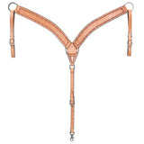 HILASON Western Horse Headstall Breast Collar Set Genuine American Leather Barb Wire Tan | For Horses