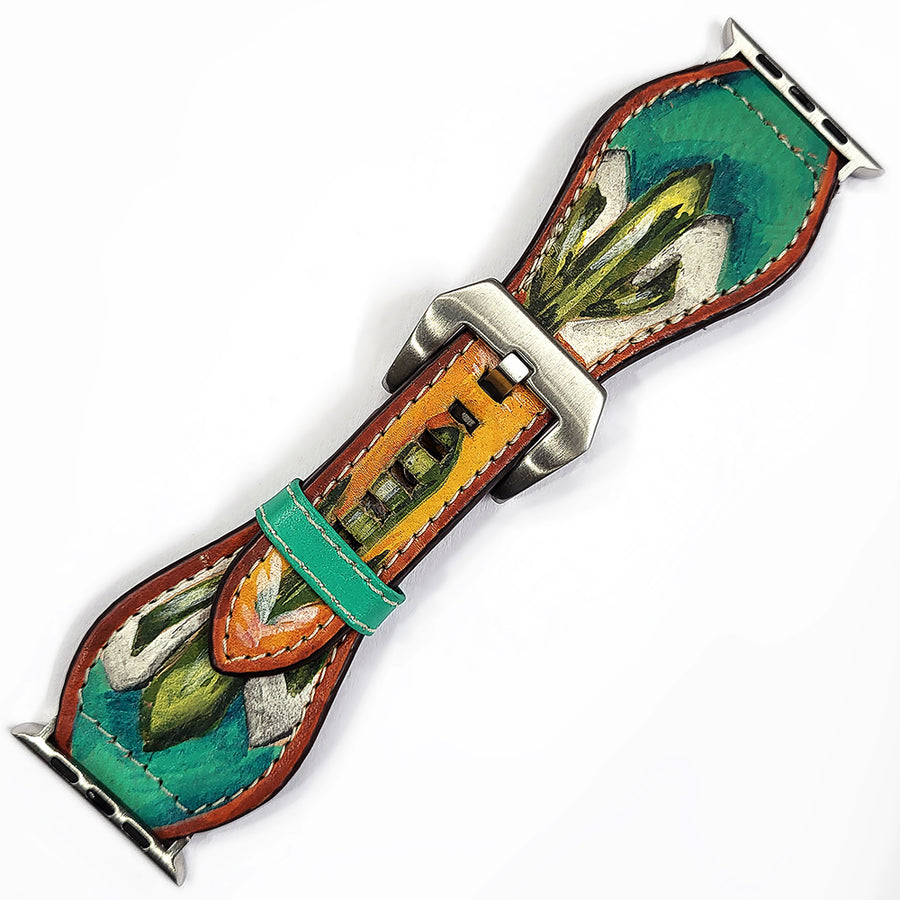 American Darling I watch strap Hand Painted American Genuine Leather Vegetable-Tanned Western Band