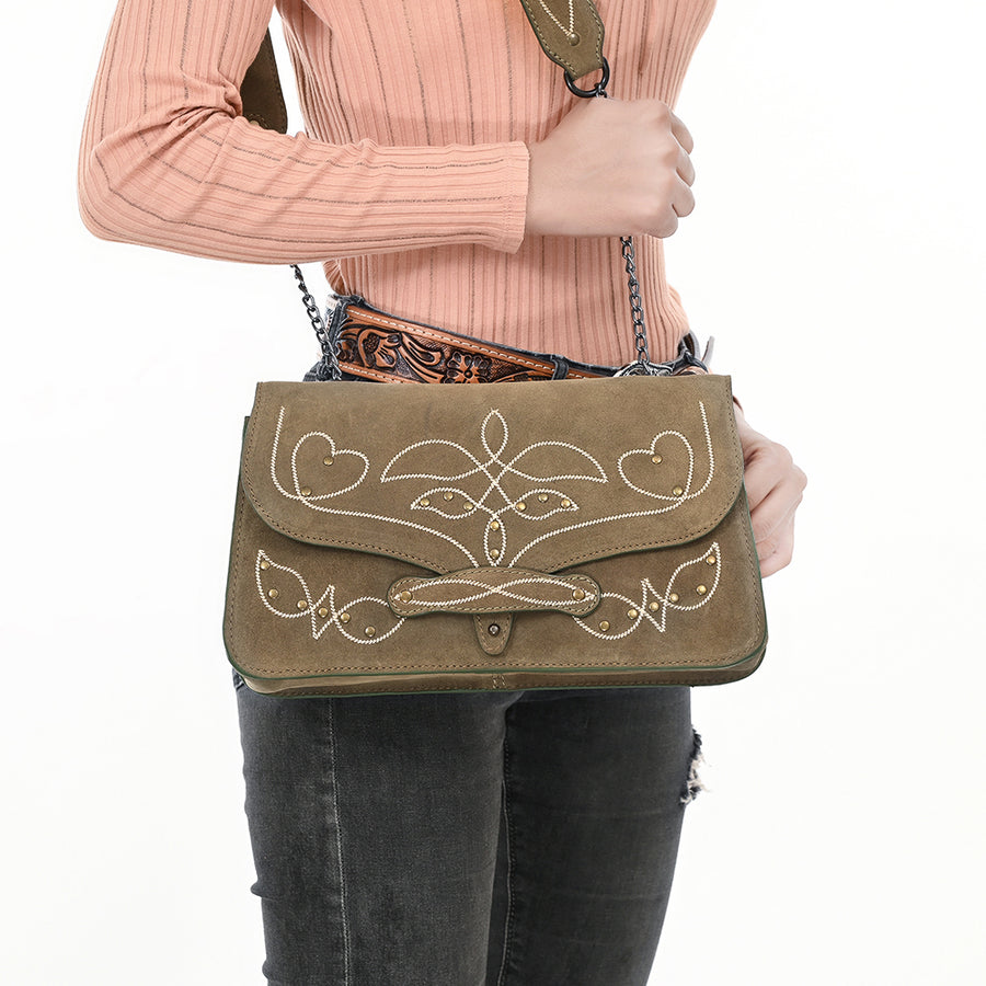 ADBGZX104B Genuine Suede Leather Western women bag