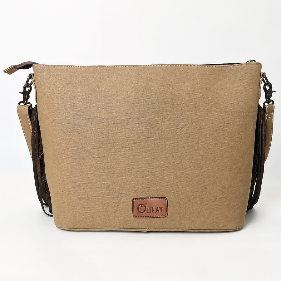 OHLAY Clutch Hair On Upcycled Canvas Genuine Leather Women Bag Western Handbag Purse