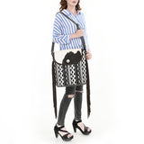 OHLAY Tote Hair On Upcycled Canvas Genuine Leather Women Bag Western Handbag Purse