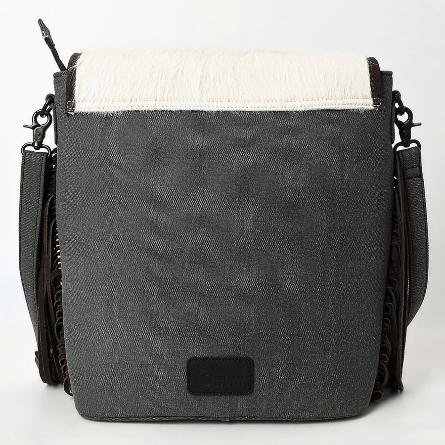 OHLAY Tote Hair On Upcycled Canvas Genuine Leather Women Bag Western Handbag Purse