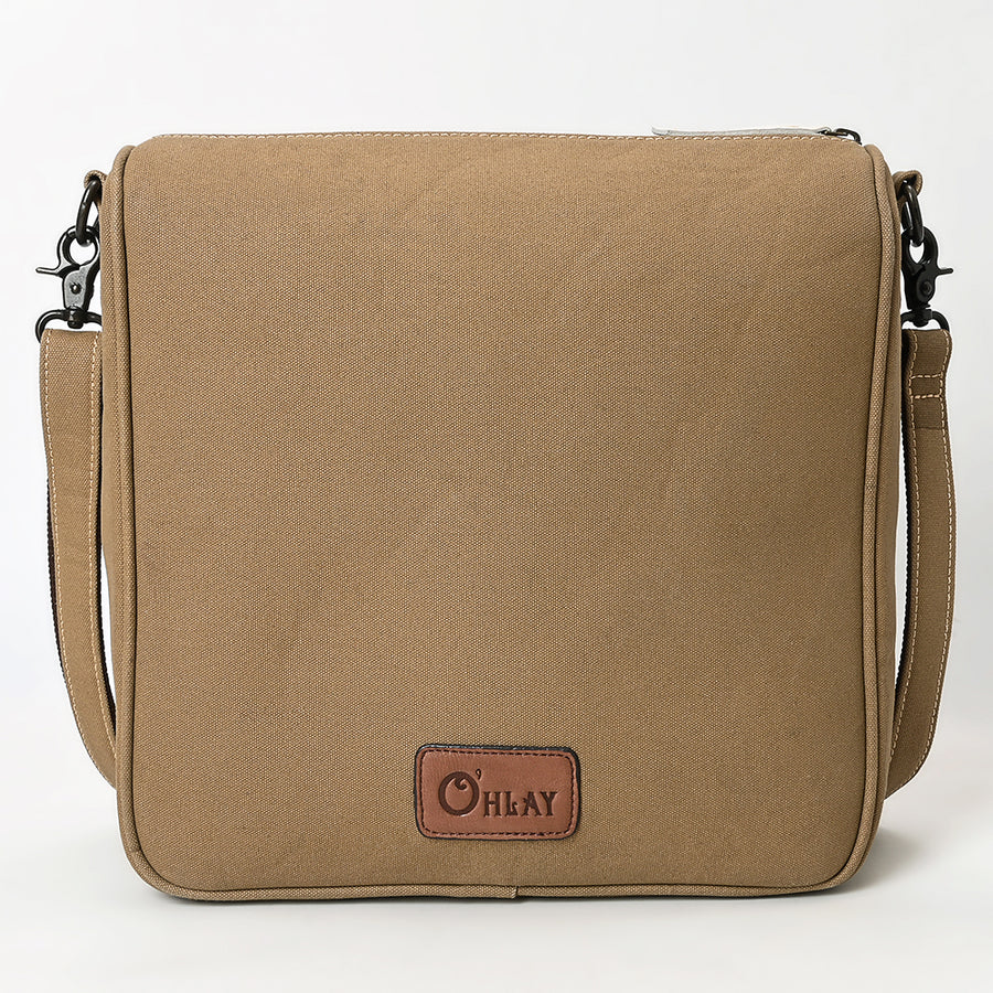 OHLAY Crossbody Hair On Upcycled Canvas Genuine Leather Women Bag Western Handbag Purse