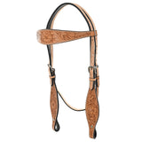 HILASON Western Horse Headstall Breast Collar Set Tack Genuine American Leather Floral Tan