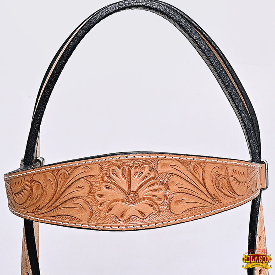 HILASON Western Horse Headstall Breast Collar Set Tack Genuine American Leather | For Horses Headstalls
