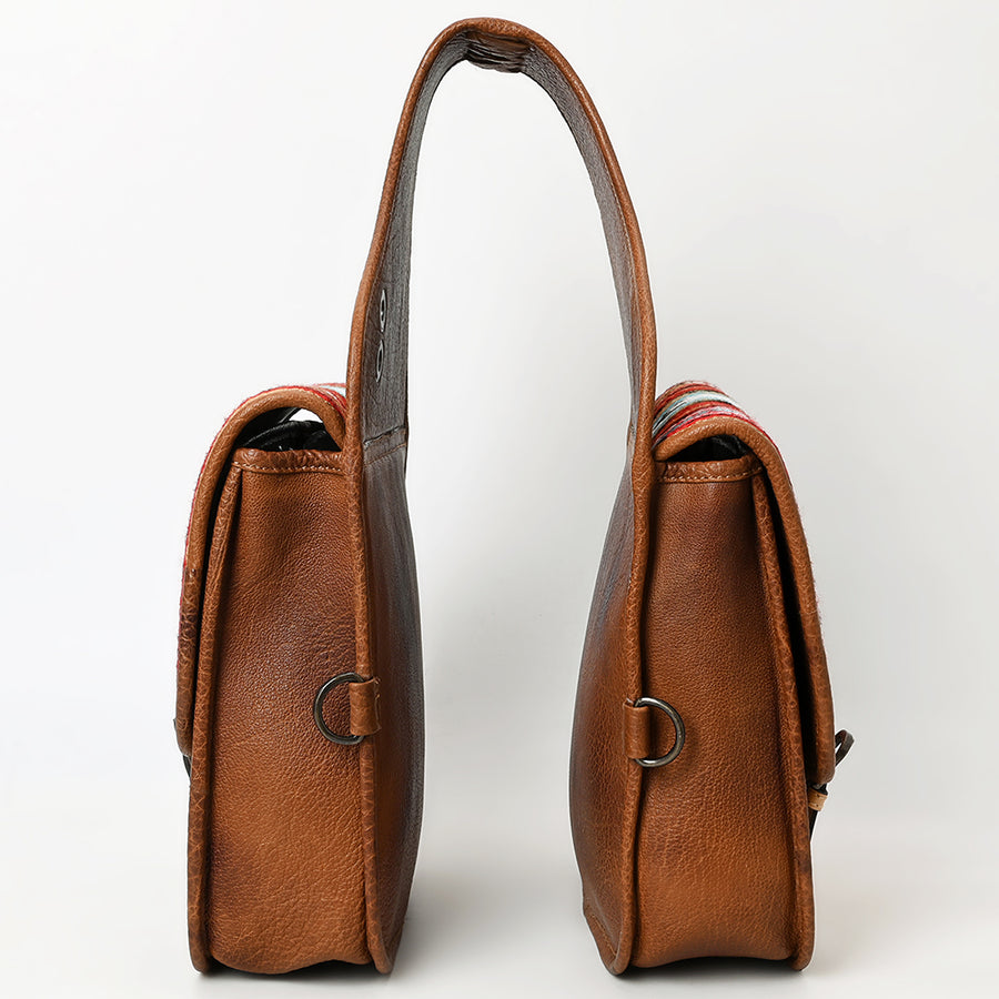 HILASON Soft Leather Horse Saddle Bag Brown & Red | Equestrian Western Adjustable Closure