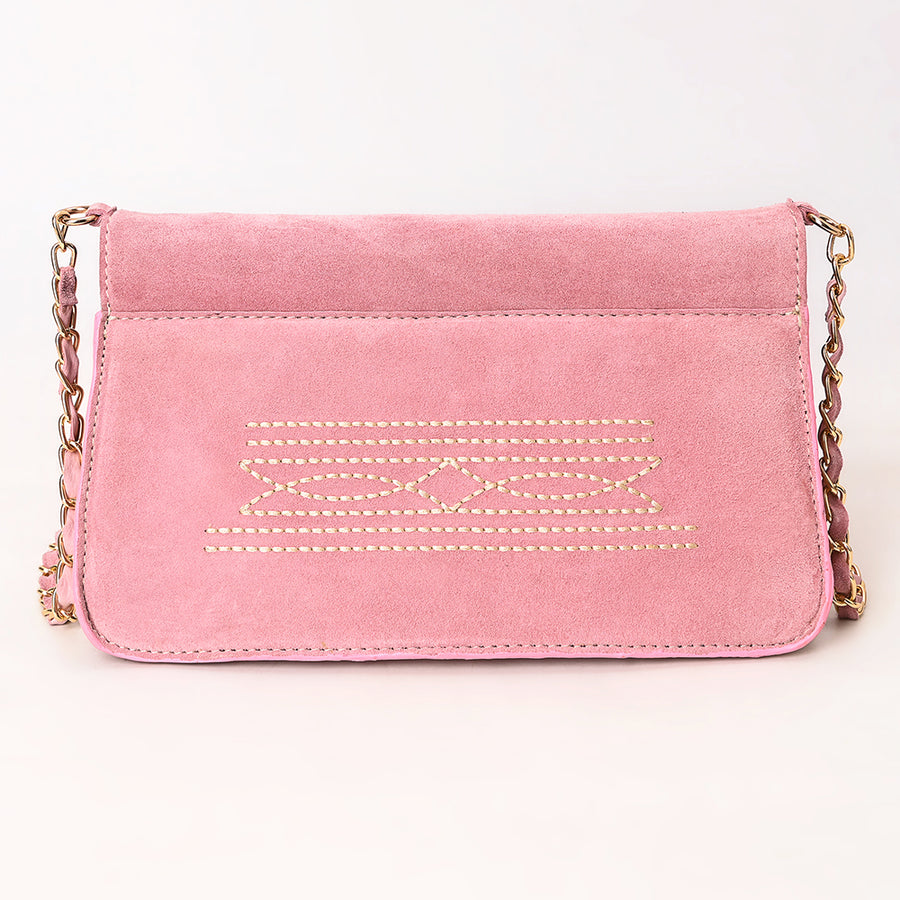 American Darling Boot Stitched Genuine Suede Leather Small Cross body Bag, Genuine Leather Western Purse with YKK Zipper