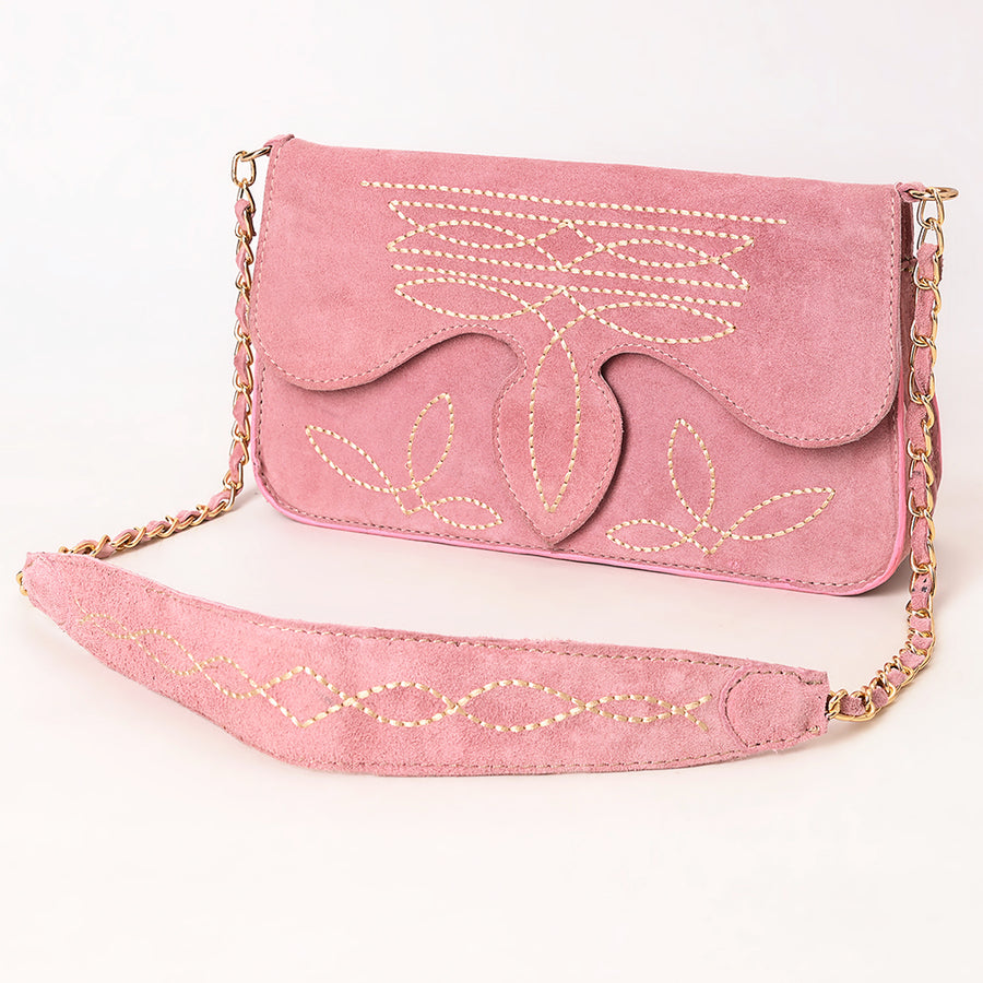 American Darling Boot Stitched Genuine Suede Leather Small Cross body Bag - Uhorse