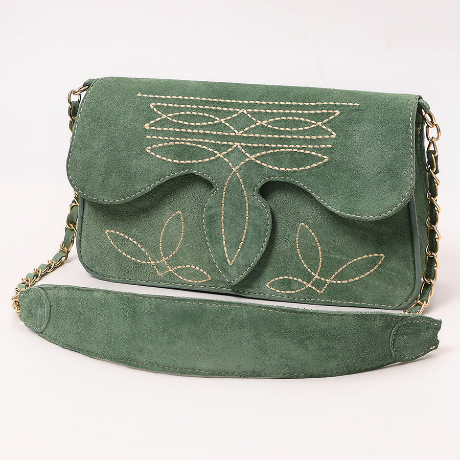 American Darling Boot Stitched Genuine Suede Leather Small Cross body Bag - Uhorse