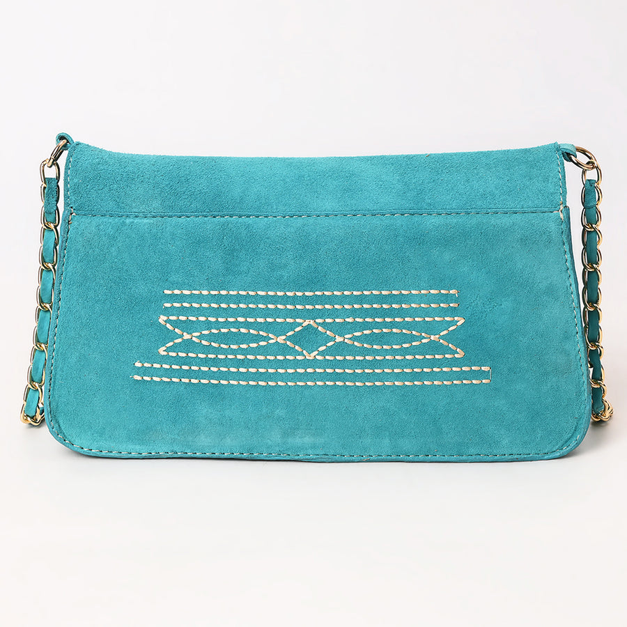 American Darling Boot Stitched Genuine Suede Leather Small Cross body Bag, Genuine Leather Western Purse with YKK Zipper