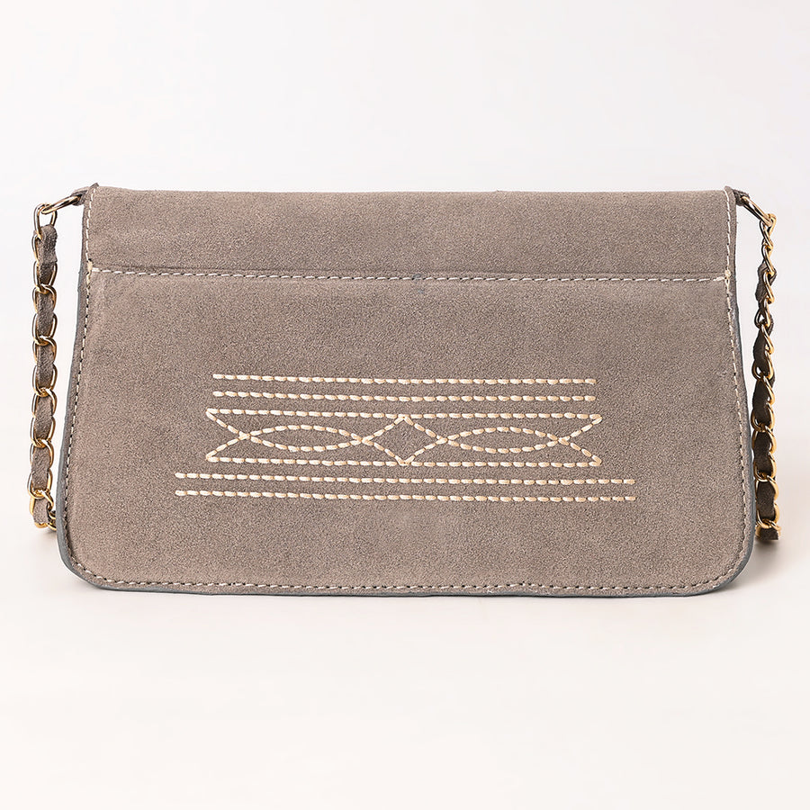 American Darling Boot Stitched Genuine Suede Leather Small Cross body Bag, Genuine Leather Western Purse with YKK Zipper