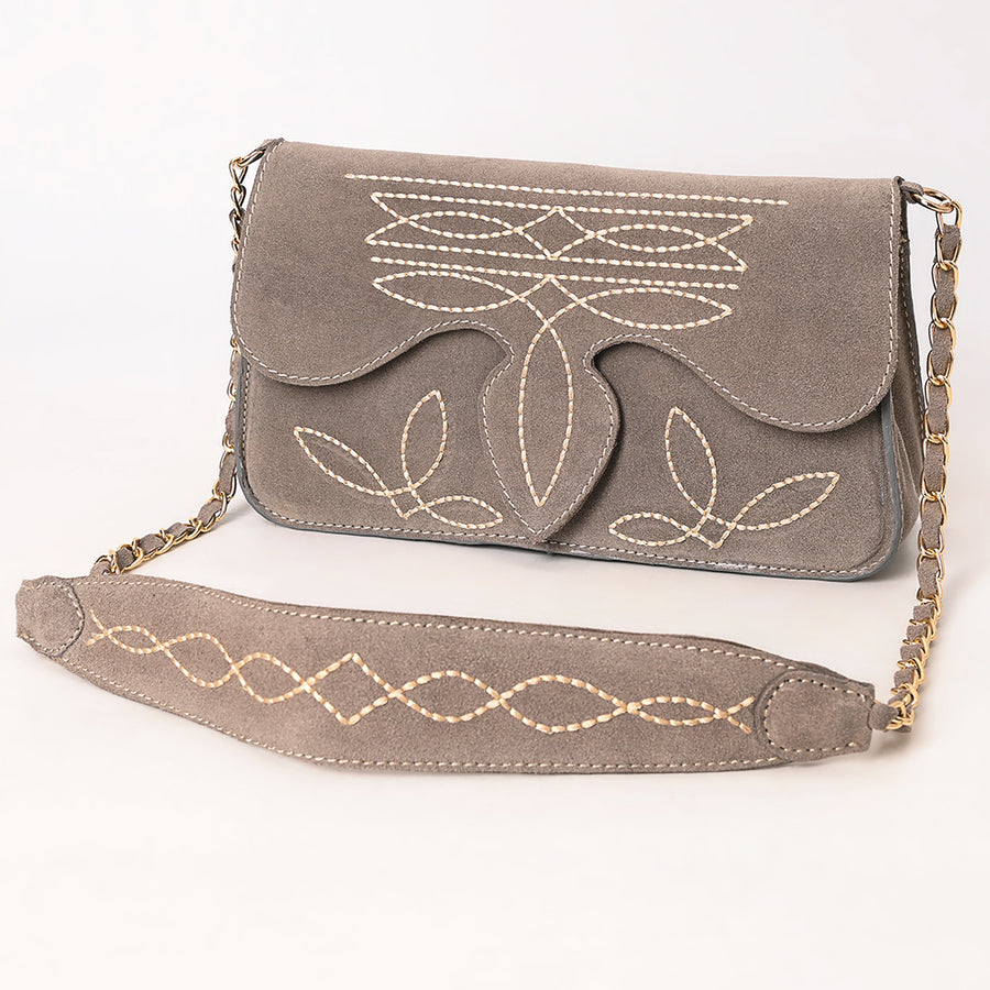 American Darling Boot Stitched Genuine Suede Leather Small Cross body Bag - Uhorse