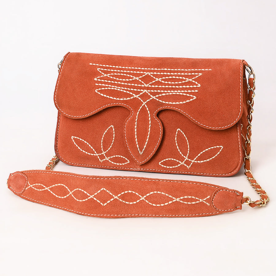 American Darling Boot Stitched Genuine Suede Leather Small Cross body Bag - Uhorse